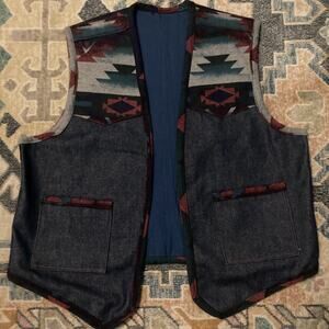 Vintage Handmade Western Country Vest Unisex Aztec No Size Fits XL